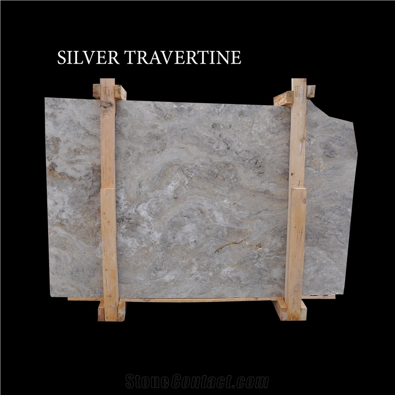 Silver Travertine Slabs, Grey Travertine Slabs