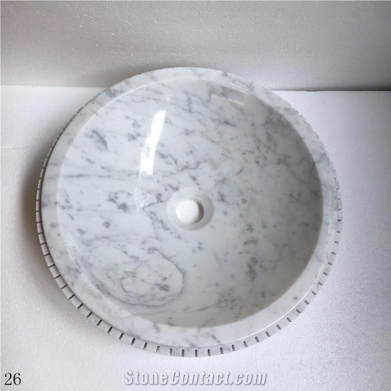 Artistic White Marble Wash Sinks Mosaic Basins