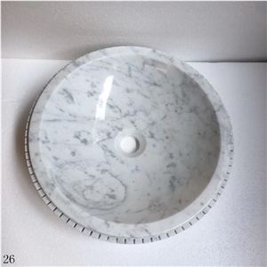 Artistic White Marble Wash Sinks Mosaic Basins