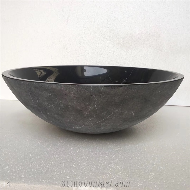 Black Marquina Marble Bathroom Wash Bowls