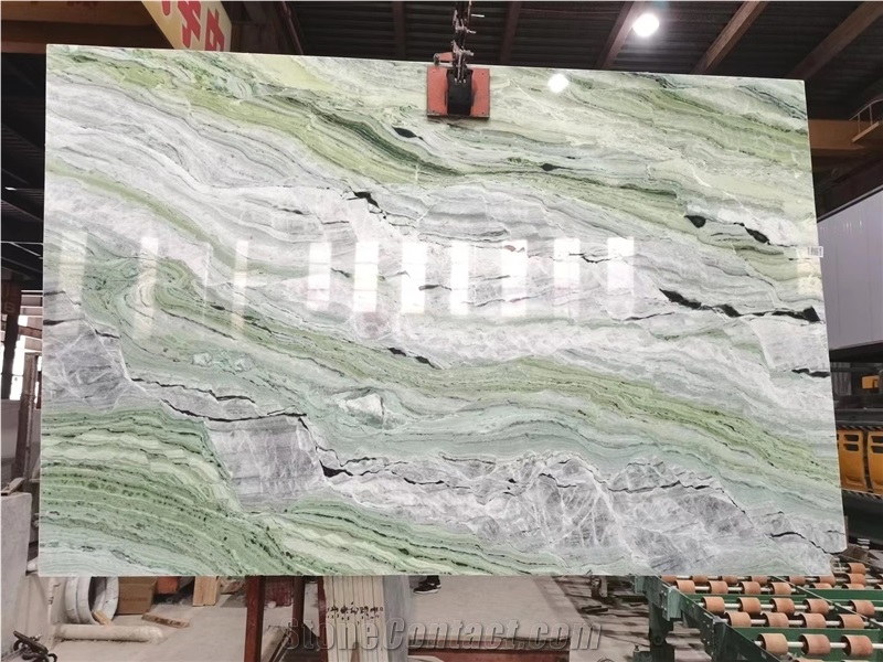 China Clouds Jade Green Marble Slabs Wall Cladding