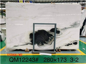 China Panda Marble Bookmatch Stone Slab for Wall