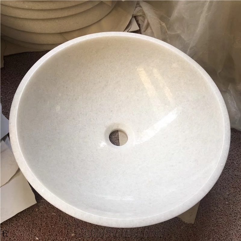 Crystal White Stone Bathroom Round Sink