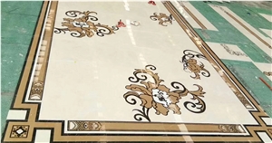 Drawing Room Square Waterjet Medallion Stone Tiles