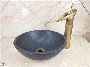 Honed Granite Wash Sinks Black Outdoor Stone Bowls