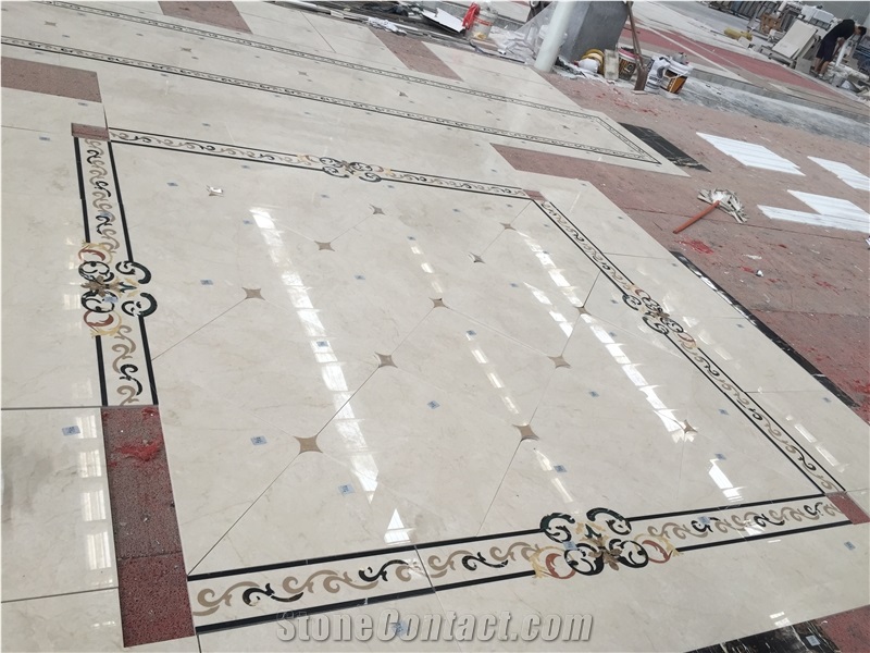 Hotel Hall Marble Square Floor Medallions Paving