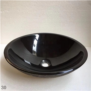 Ink Black Marble Pedestal Sinks Basic Wash Basins