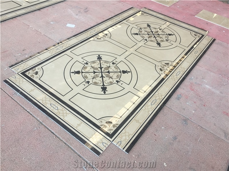 Marble Square Waterjet Medallions Floor Tile