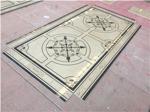Marble Square Waterjet Medallions Floor Tile