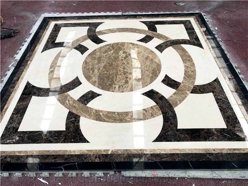Waterjet Cut Medallion Round Square Tile Floor