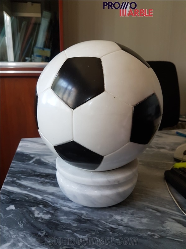 White Marble Bianco Carrara Soccer Ball from Italy - StoneContact.com