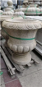 Outdoor Decoration Carved Granite Stone Plant Pots