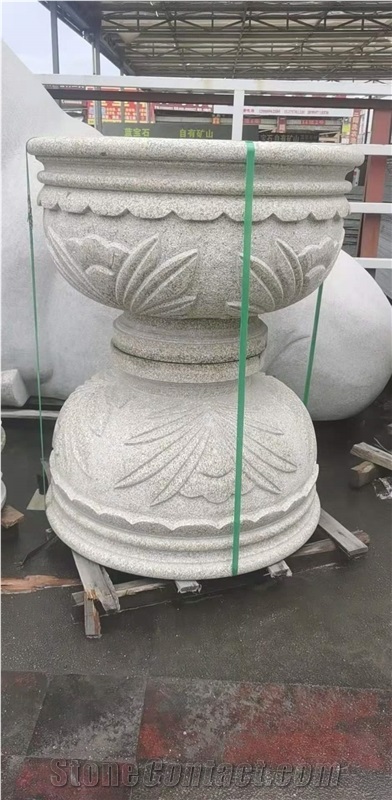 Outdoor Decoration Carved Granite Stone Plant Pots