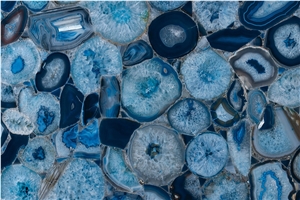 Semiprecious Blue Agate Slab Gemstone Slabs