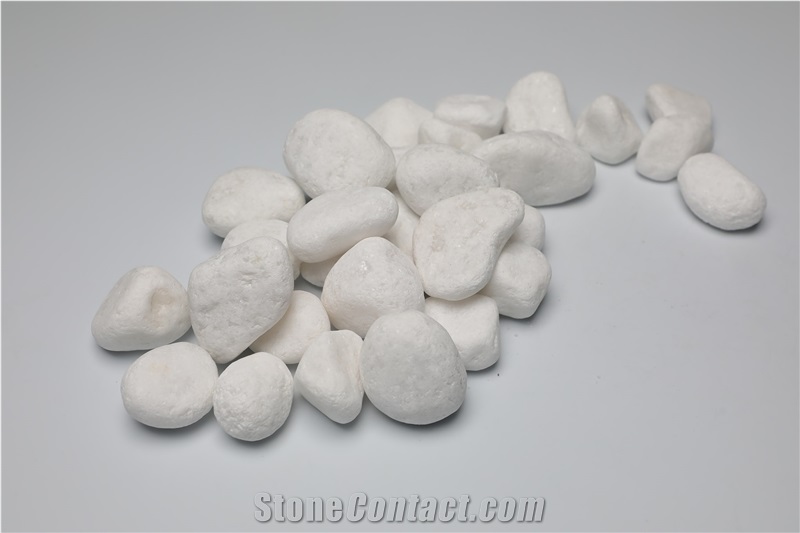 Back Tumbled Pebble Stone White Color