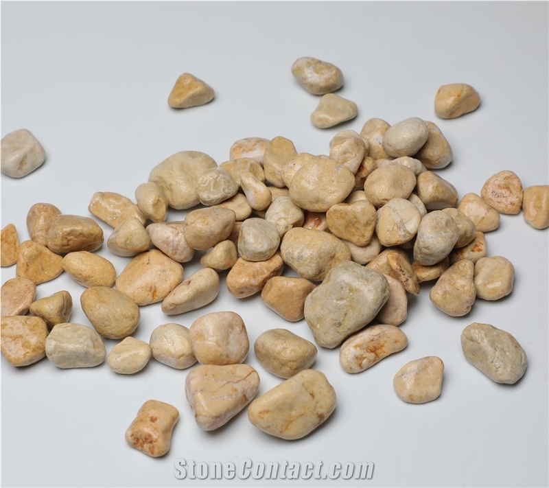 Natural Marble Stone Pebbles Yellow Different Size