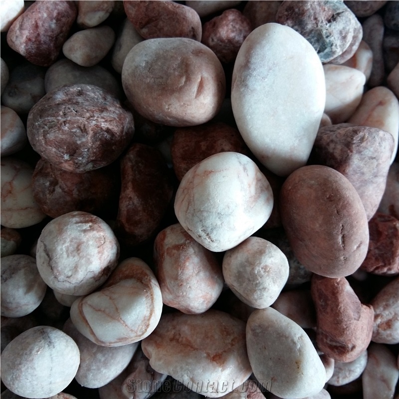 Pink Color Pebble Stone for Decorating Paving