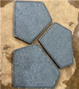 Qualified Grey Pentagon Basalt Floor Installation Random Flagstones