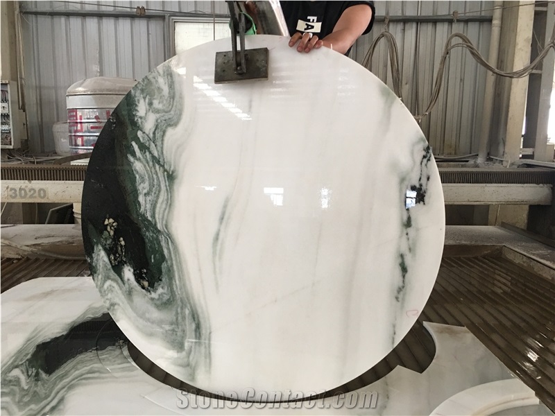 China Panda White Marble Round Square Table Tops
