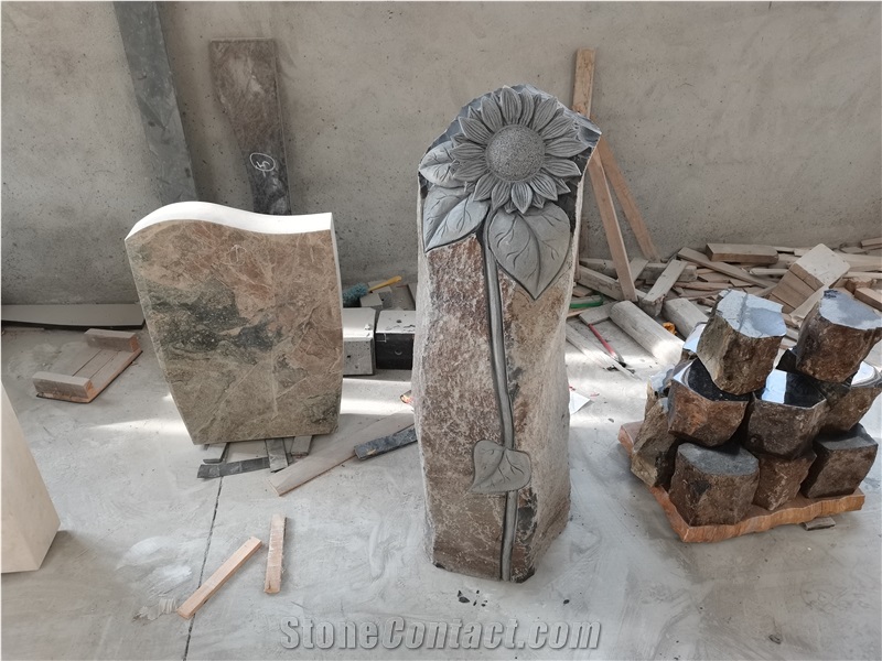 Natural Stone Engraved Tombstones Monument Design