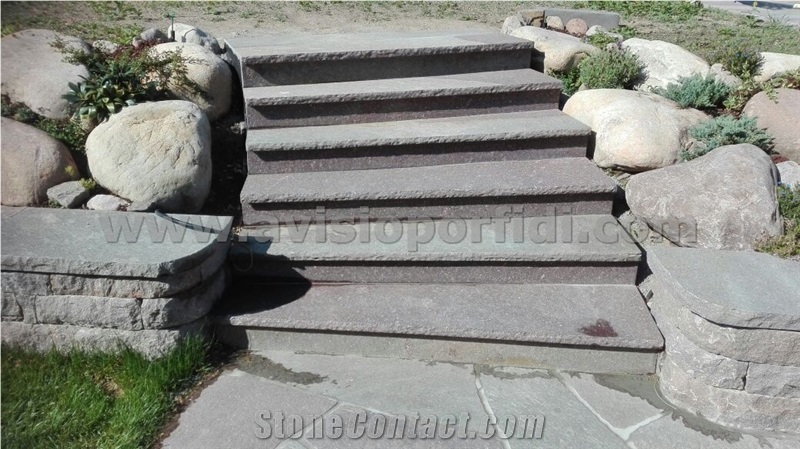 Italian Porphyry Natural Stone Stairs, Steps