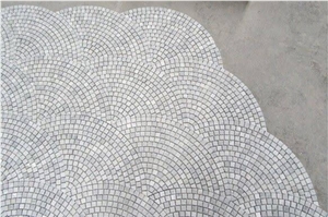 Fan Shaped Mosaic Carrara White Pavers