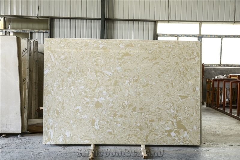 Artificial Crystallized Yellow Rose Marble Slabs