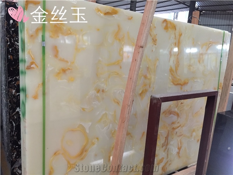Artificial Onyx Luxury Jade Gold Silk Slabs Tiles