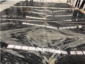 Book Match Silk Fantasy Black Granite Slabs