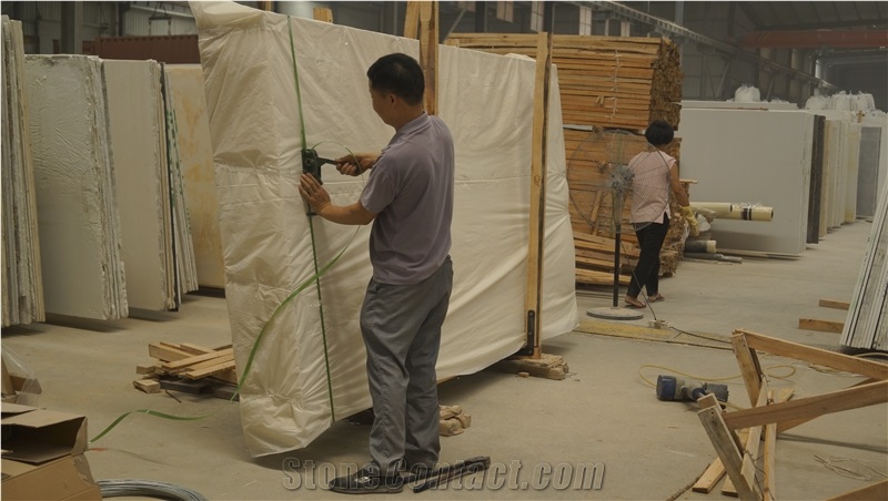 Cheap Artificial Crystal Beige Marble Slabs Tiles