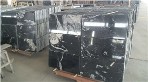 China Black Granite Tiles With White Veins