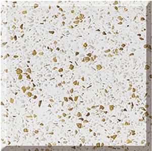 Hot Tyrant Gold Quartz White Slabs&Tiles