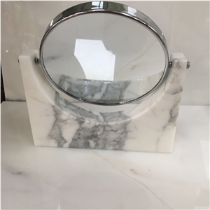 Double-Sided Mirror with Marble Base, Calacatta