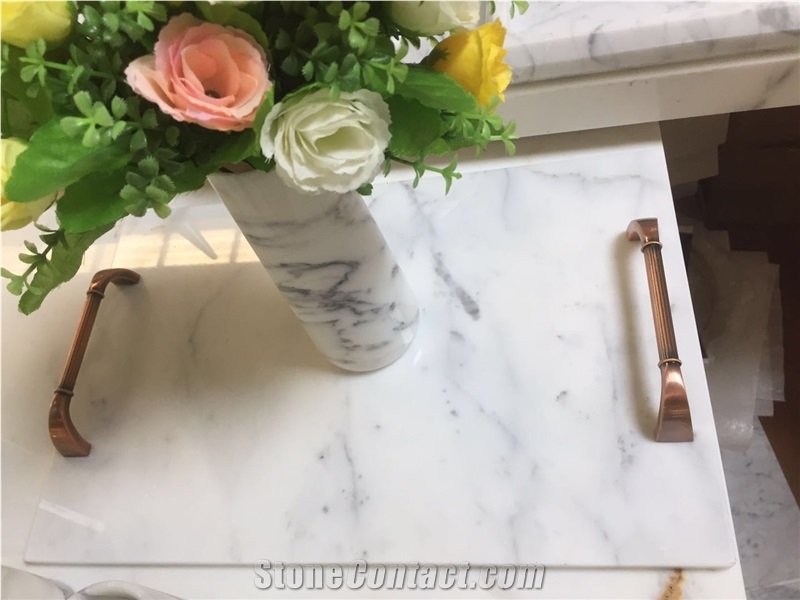 Marble Decorative Tray with Metal Holder