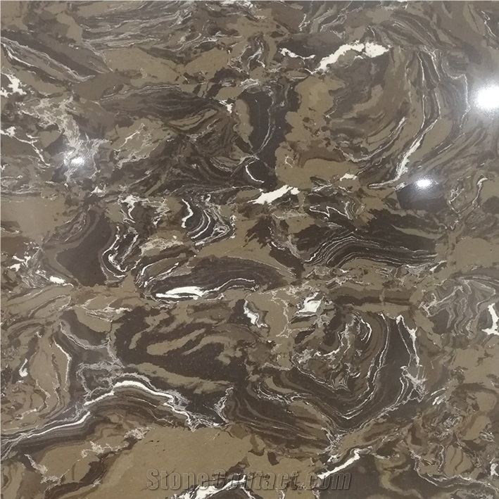 Cafe Brown Artificial Marble Panel Table Top Slab