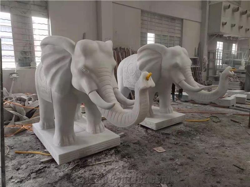 China Pure White Marble Garden Animal Sculpture