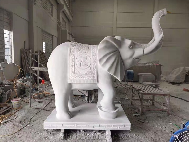 China Pure White Marble Garden Animal Sculpture