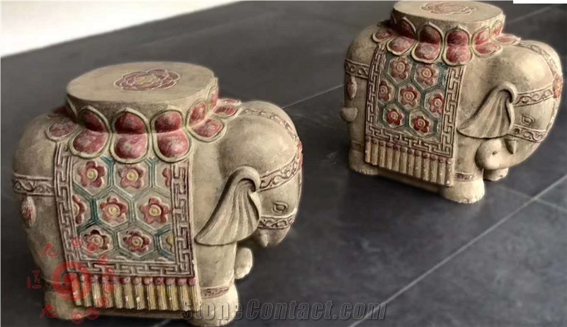 Painting Elephant Carving Chair Animal Furniture