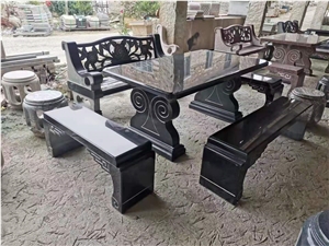 Pure White Marble Garden Stone Carving Table Set