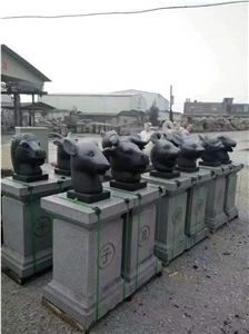 Twelve Chinese Zodiac Signs Black Animal Sculpture