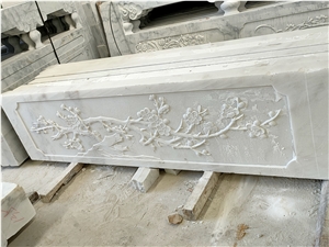 White Marble Fence Barrier Carved Terrace Handrail
