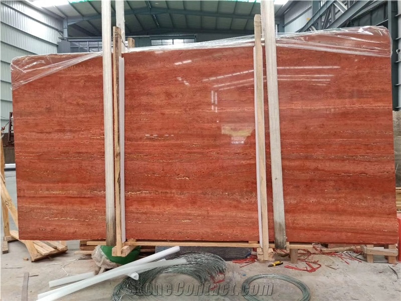 Azarshahr Red Travertine Slab and Tile for Project