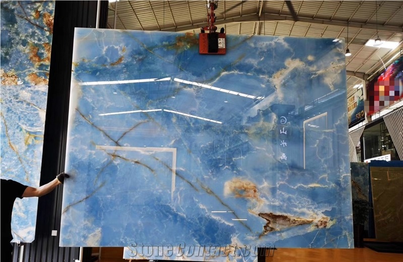Dream Ocean Blue Onyx Slab,Tiles for Project