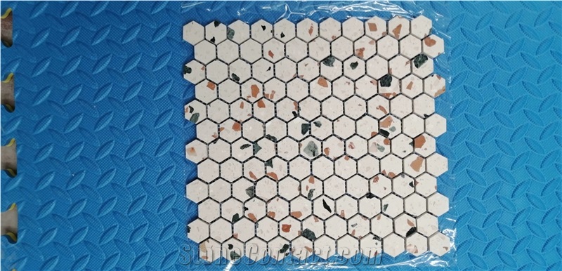 White Terrazzo Mosaic Tile for Kitchen Wall Tile