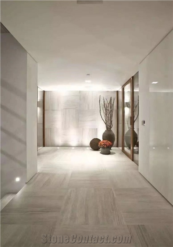 White Wood Grain Marble Slab,Tiles for Project