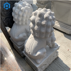 Hand-Carved Outdoor Decor Marble Lion Sculpture