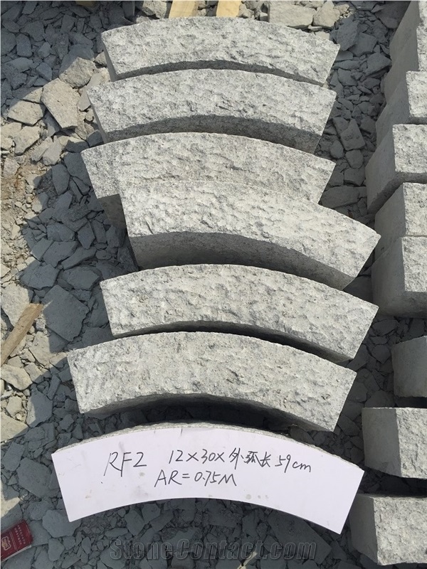 Light Grey Granite Curved Kerbstone