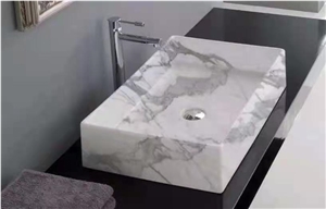 Best Price Bianco Carrara White Stone Wash Sink