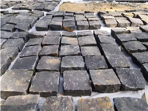 Black Basalt Cube Cobble Stone Driveway Pavers