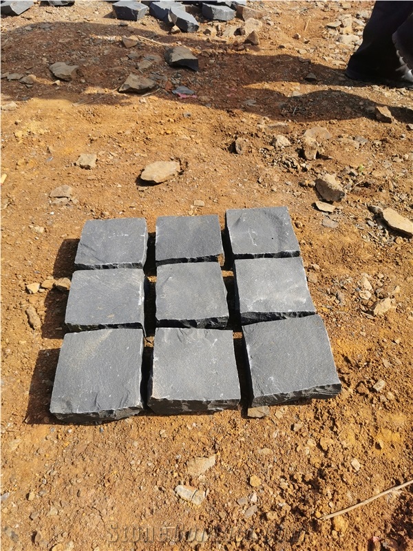 Black Basalt Cube Cobble Stone Driveway Pavers
